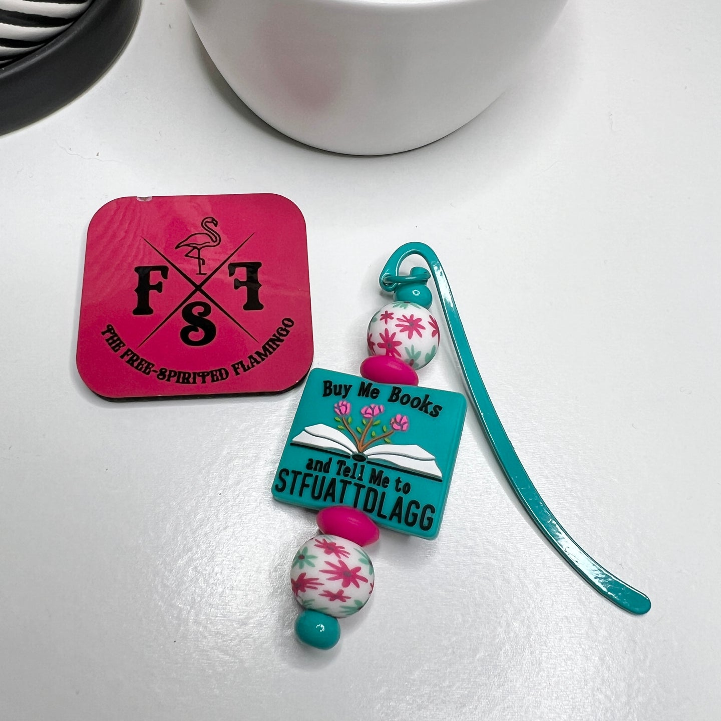 Teal STFUATTDLAGG Beaded Bookmark